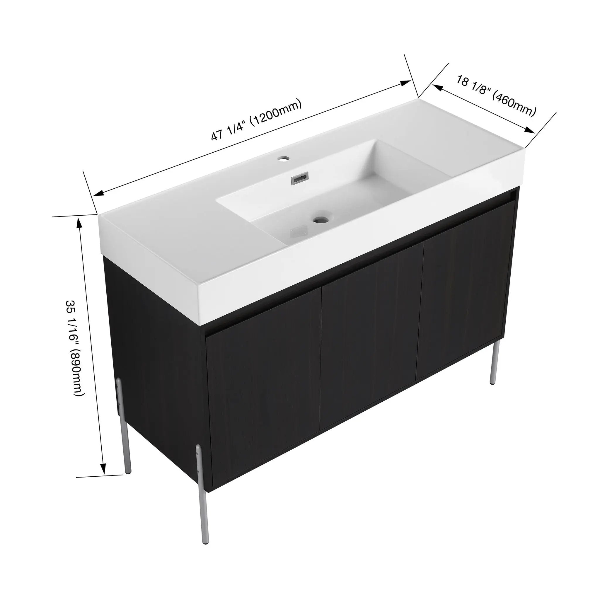 Freestanding Bathroom Vanity With Resin Sink And Storage Cabinet by HouseOfZazla