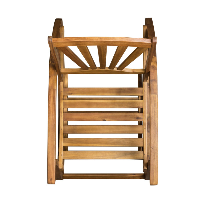Outdoor Acacia Wood Rocking Chair with Retractable Foot Panel by HouseOfZazla