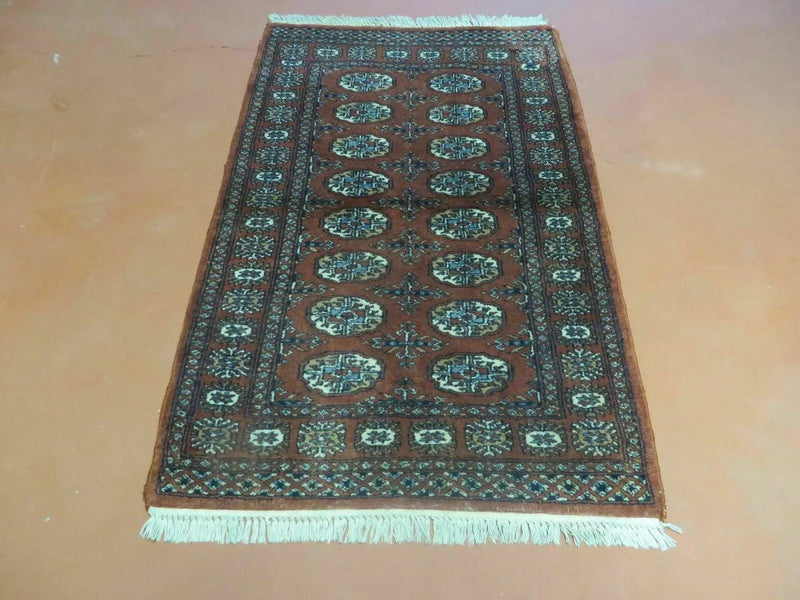 3' X 4' Vintage Handmade Pakistan Turkoman Bokhara Fine Woven Wool Rug by Jewel Rugs