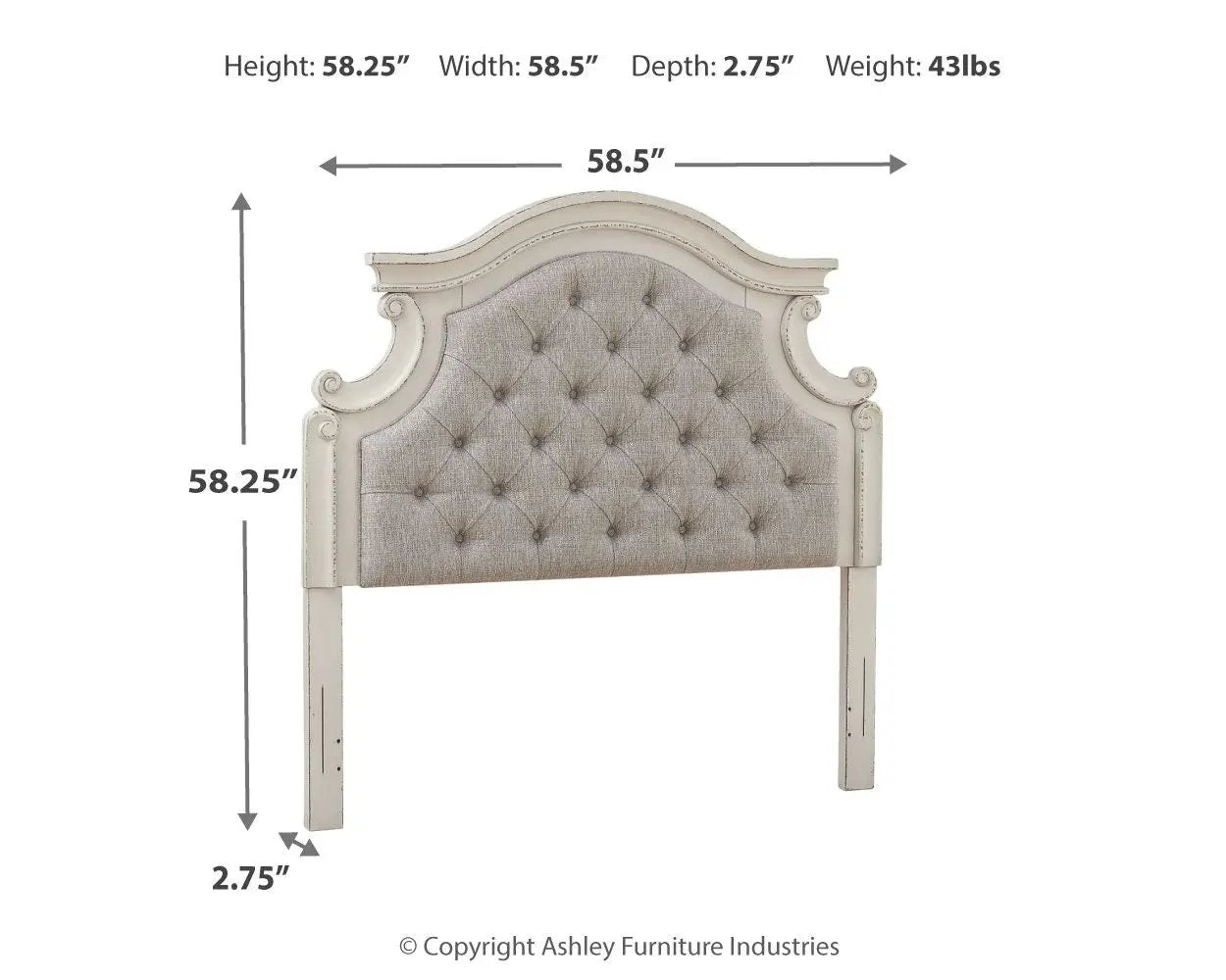 Realyn - Full UPH Panel Headboard - Chipped White by Unique Piece Furniture