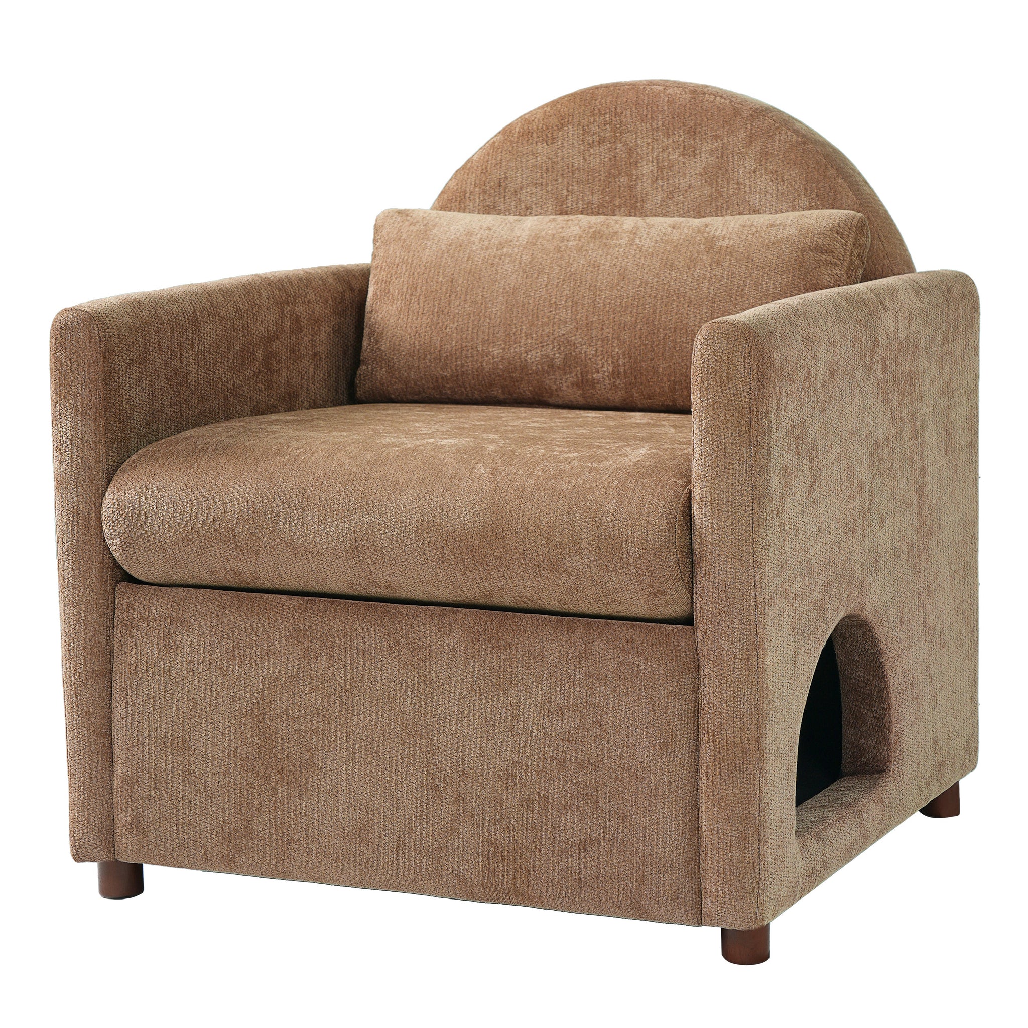 Coffee Pet Friendly Accent Chair with Hidden Pet Nook by HouseOfZazla