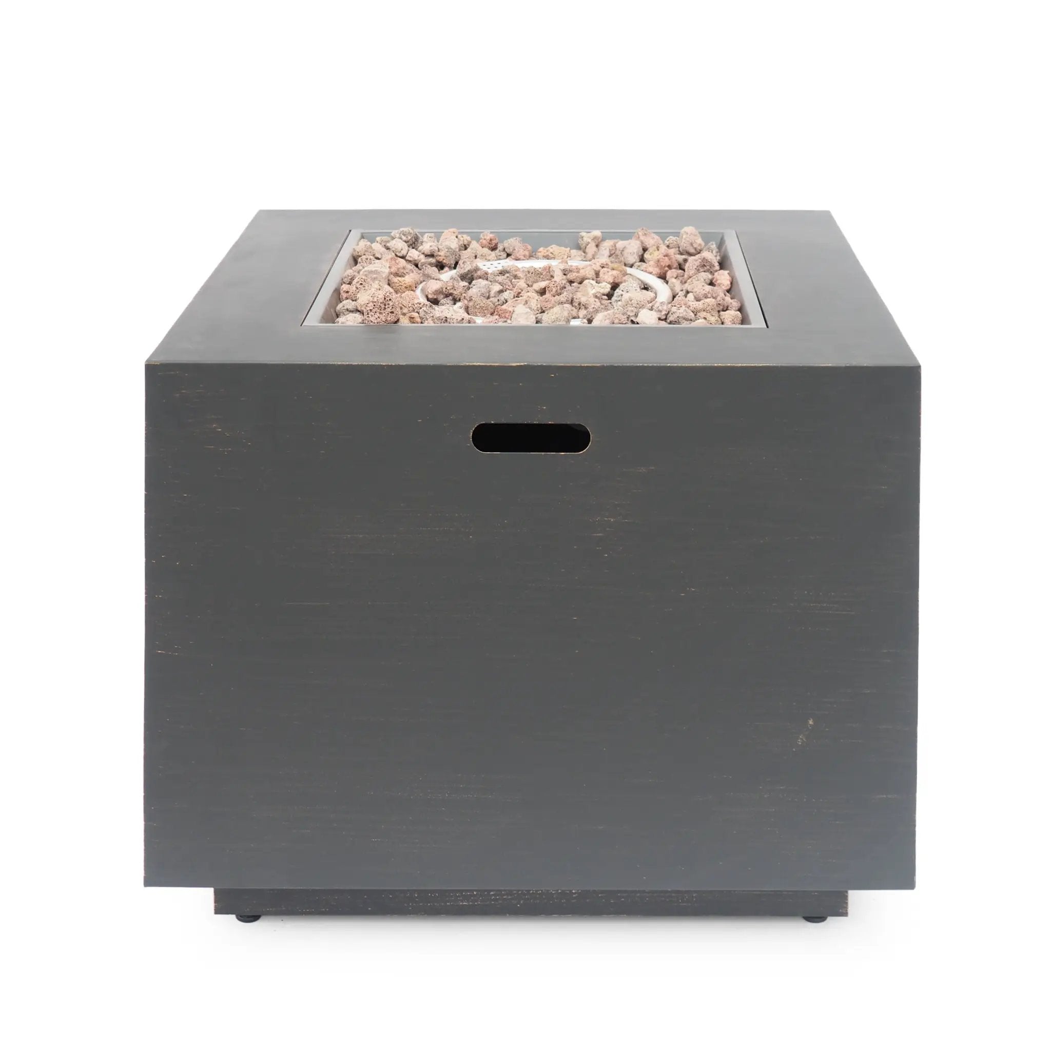 33" Outdoor Iron Square Propane Fire Pit - Brushed Brown by HouseOfZazla