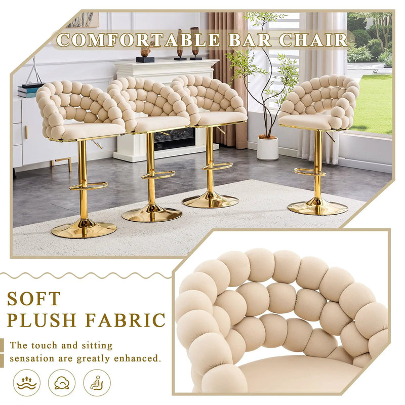 Puffy Bubble Chair, Ball Chain (Set of 2) - Beige / Gold by HouseOfZazla