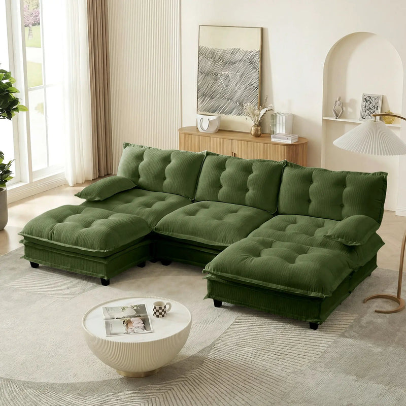 107" U Shaped Modern Sofa Modular Sectional Cloud Couch with Ottomans by HouseOfZazla