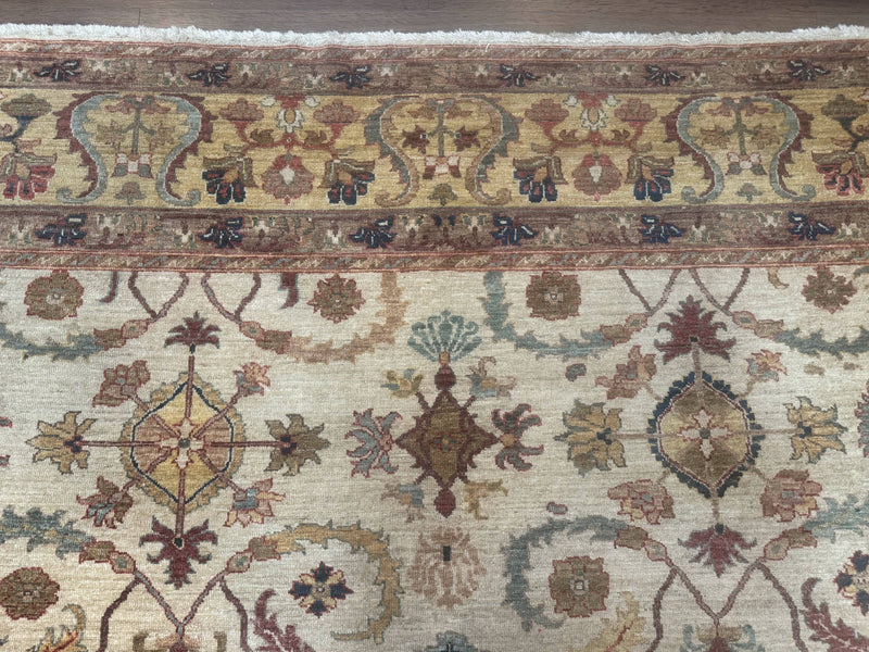 Egyptian Rug 9x12, Mahal Sultanabad Carpet, Handmade Wool Rug, Oatmeal Color by Jewel Rugs