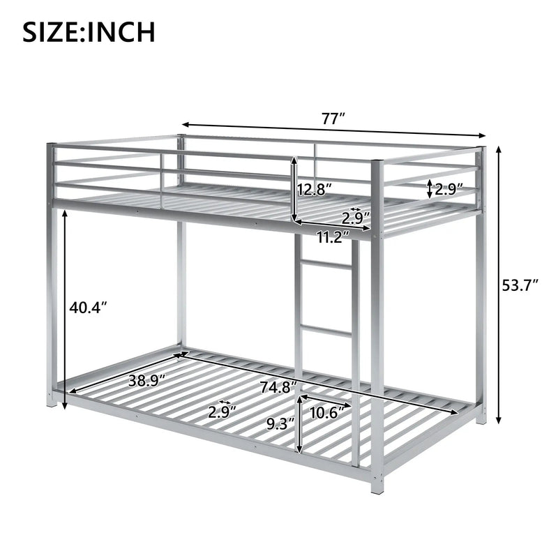 Metal Bunk Bed, Low Bunk Bed With Ladder by Unique Piece Furniture