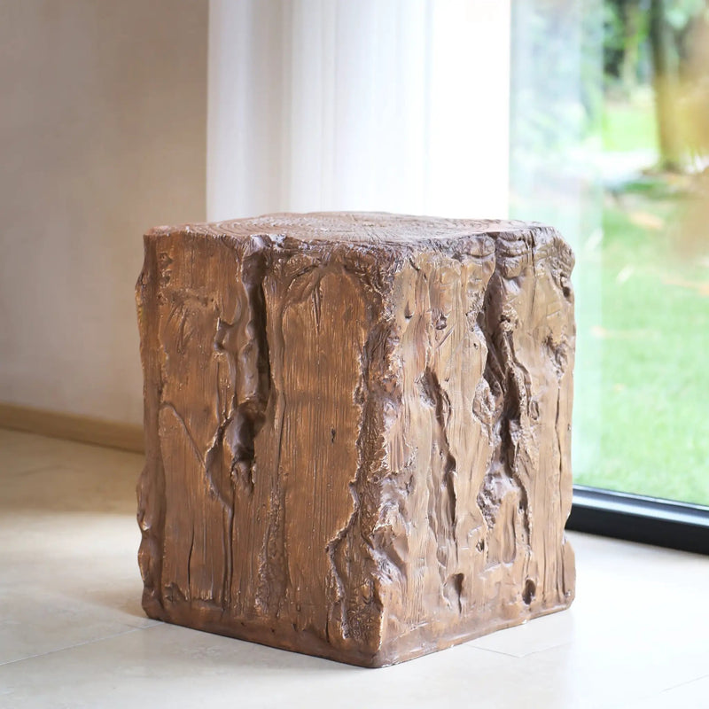 Amira Outdoor and Indoor Stump Shape MGO Side Table Brown Finish by HouseOfZazla