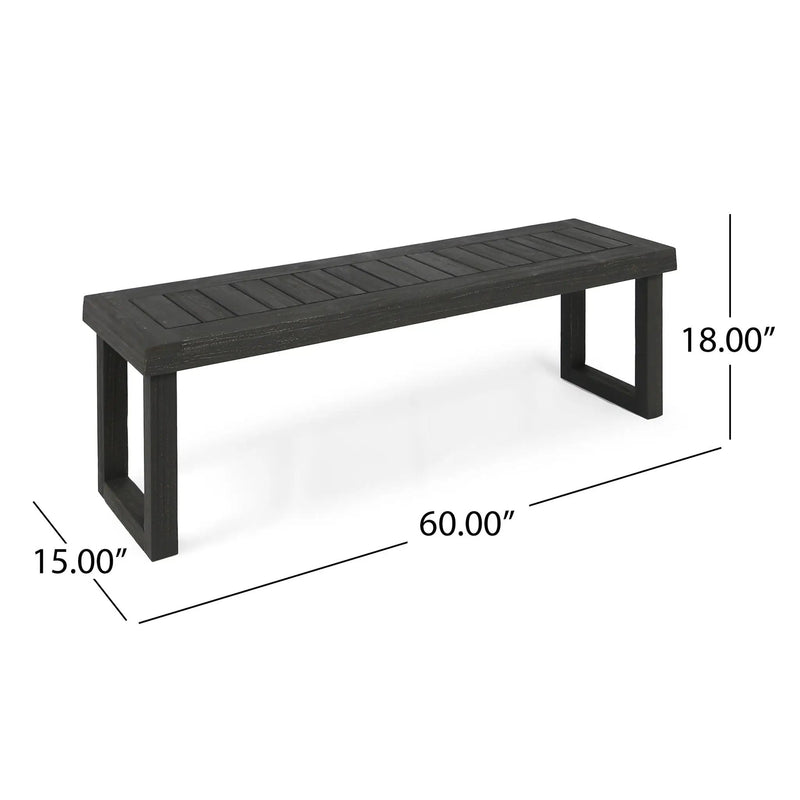 Realm - Outdoor Bench With Slat Panel Top And Base - Dark Gray by HouseOfZazla