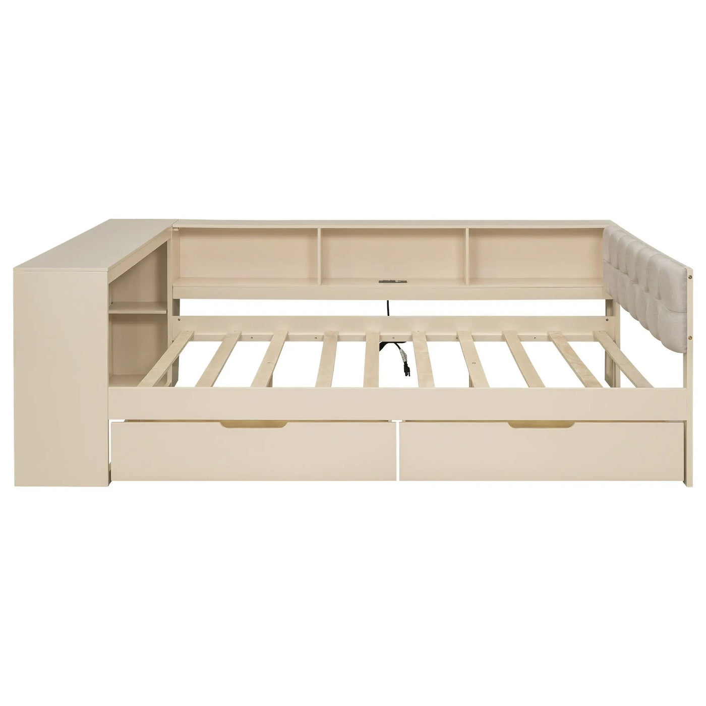 Upholstered Headboard Platform Bed With Storage Shelves, Drawers, Charging Station by Unique Piece Furniture