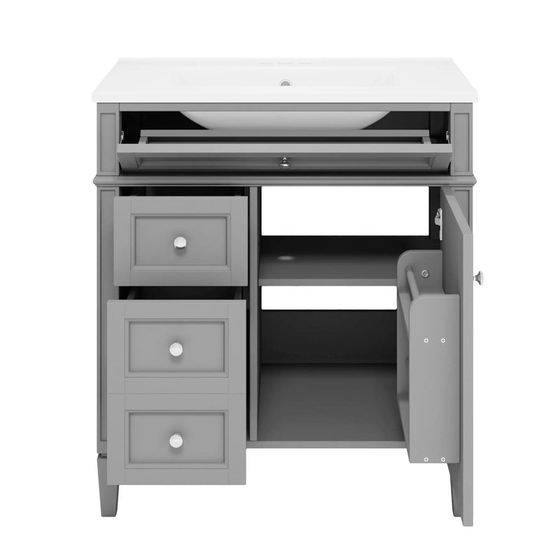 Bathroom Vanity With Top Sink, Storage Cabinet With 2 Drawers, Tip Out Drawer by Unique Piece Furniture