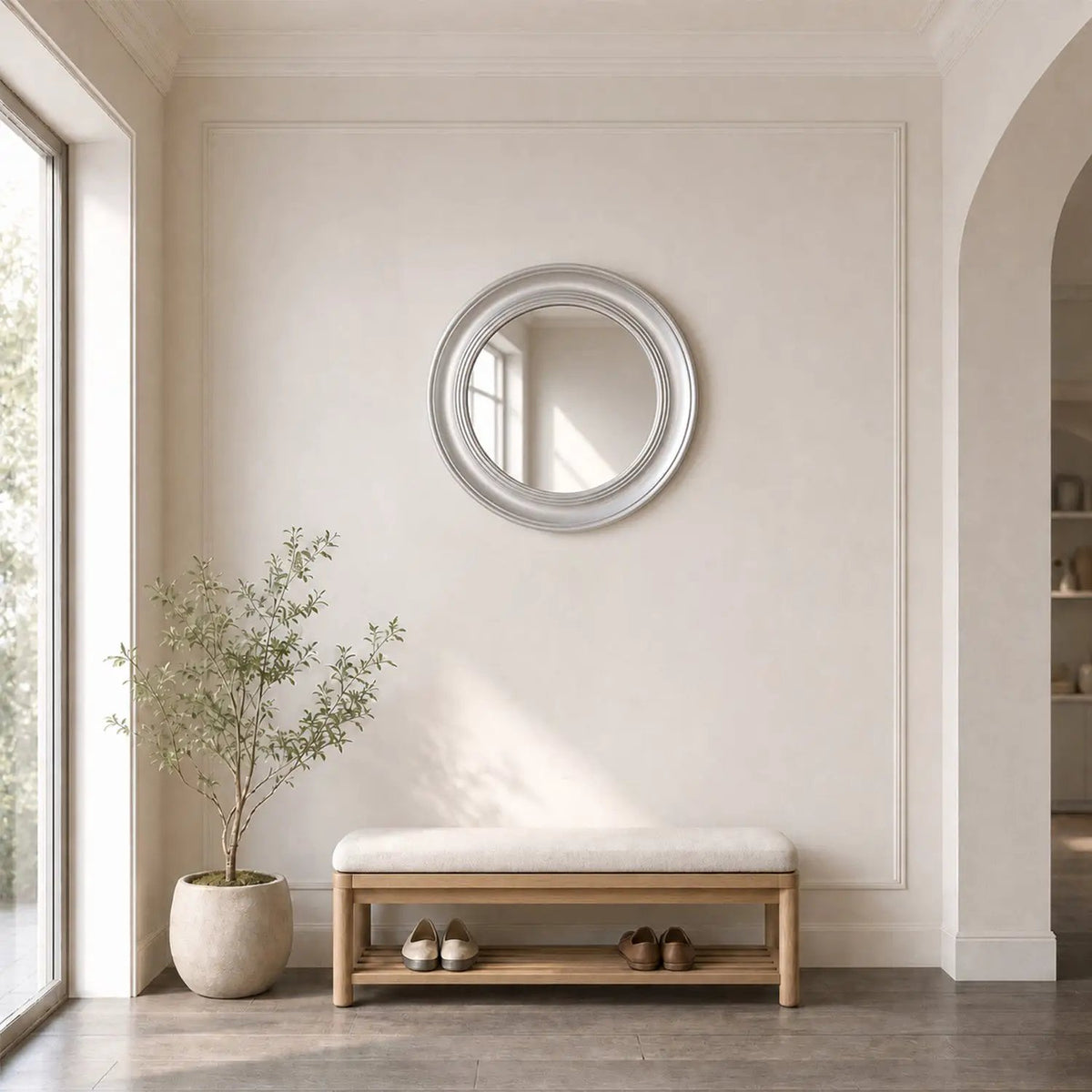 Vintage Round Wall Mirror, Brushed by HouseOfZazla