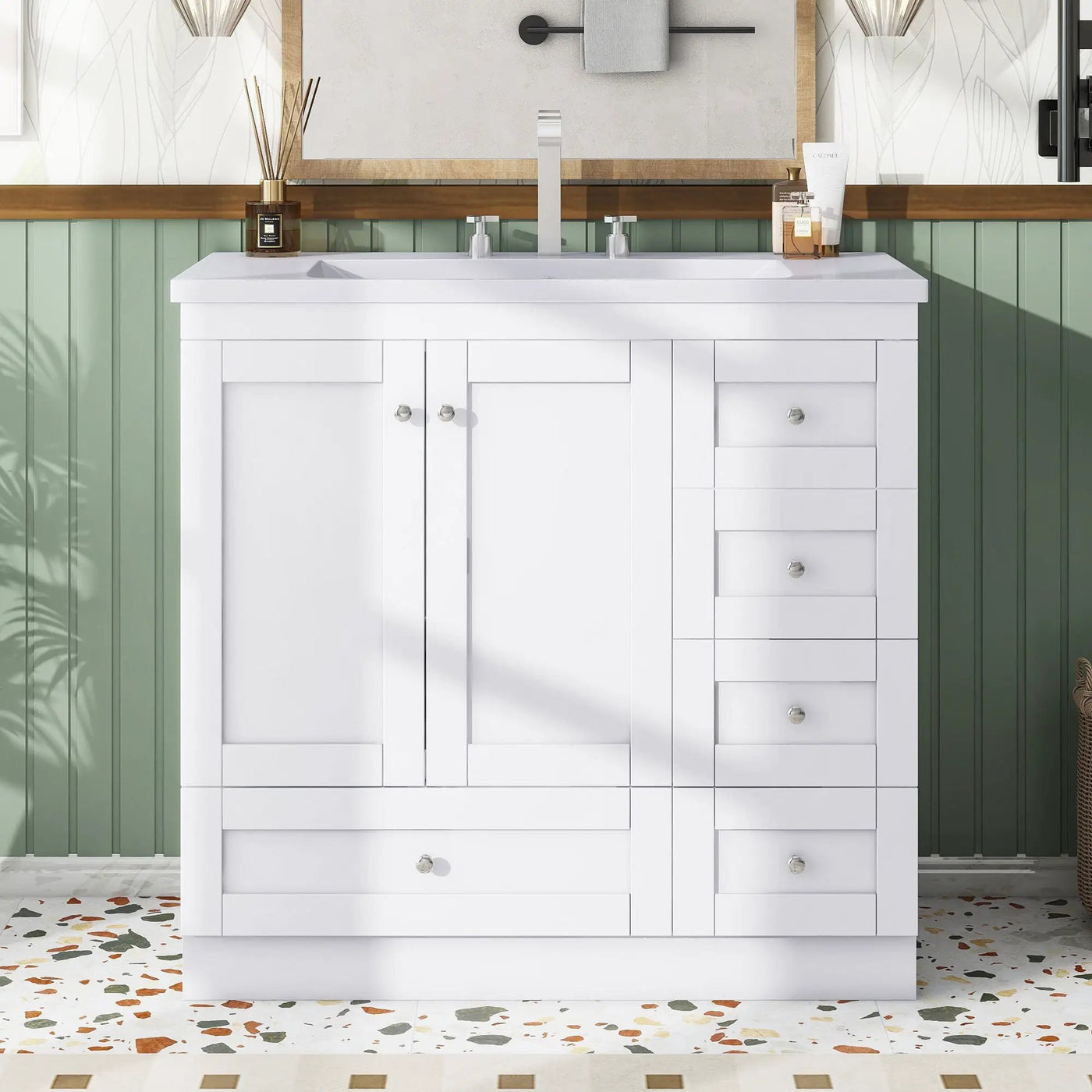 Shaker Free Standing Bathroom Vanity Cabinet With Sink, Soft Close Drawers, Soft Close Doors by Unique Piece Furniture