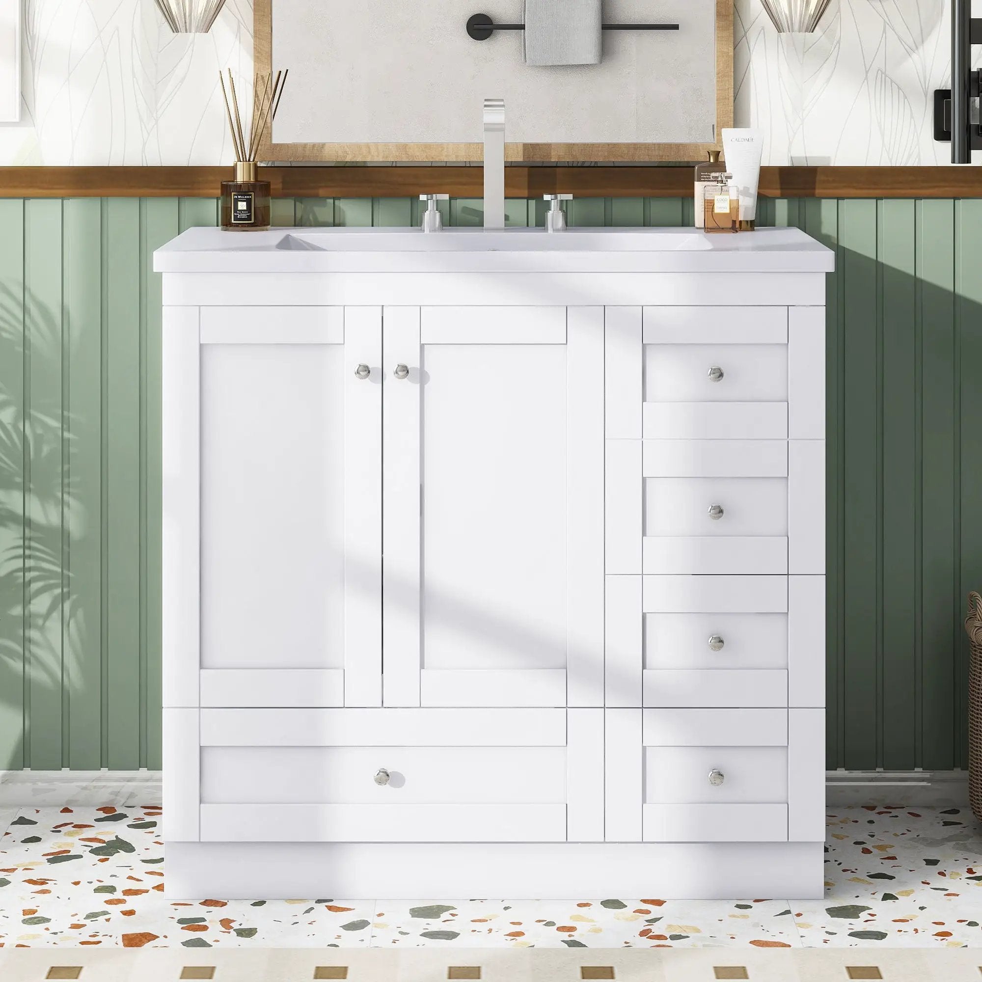 Shaker Free Standing Bathroom Vanity Cabinet With Sink, Soft Close Drawers, Soft Close Doors by Unique Piece Furniture