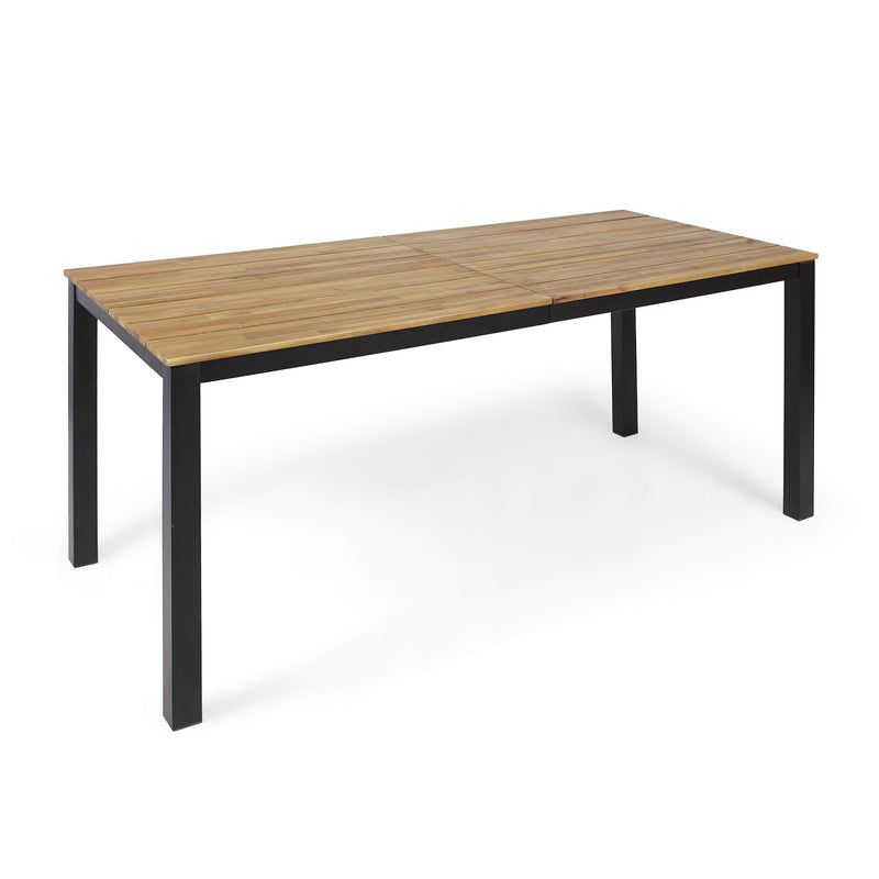 3-Piece Outdoor Acacia Wood Dining Set, 71" Rectangular Patio Table & 2 Benches by HouseOfZazla