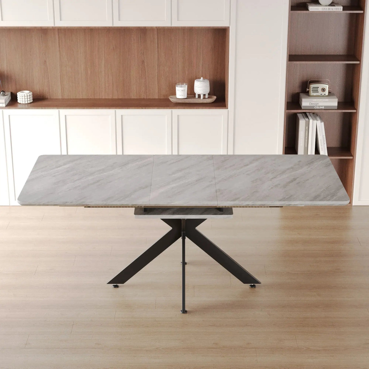 Modern Extendable Dining Table Set With Soft Padded Armless Chairs by Unique Piece Furniture