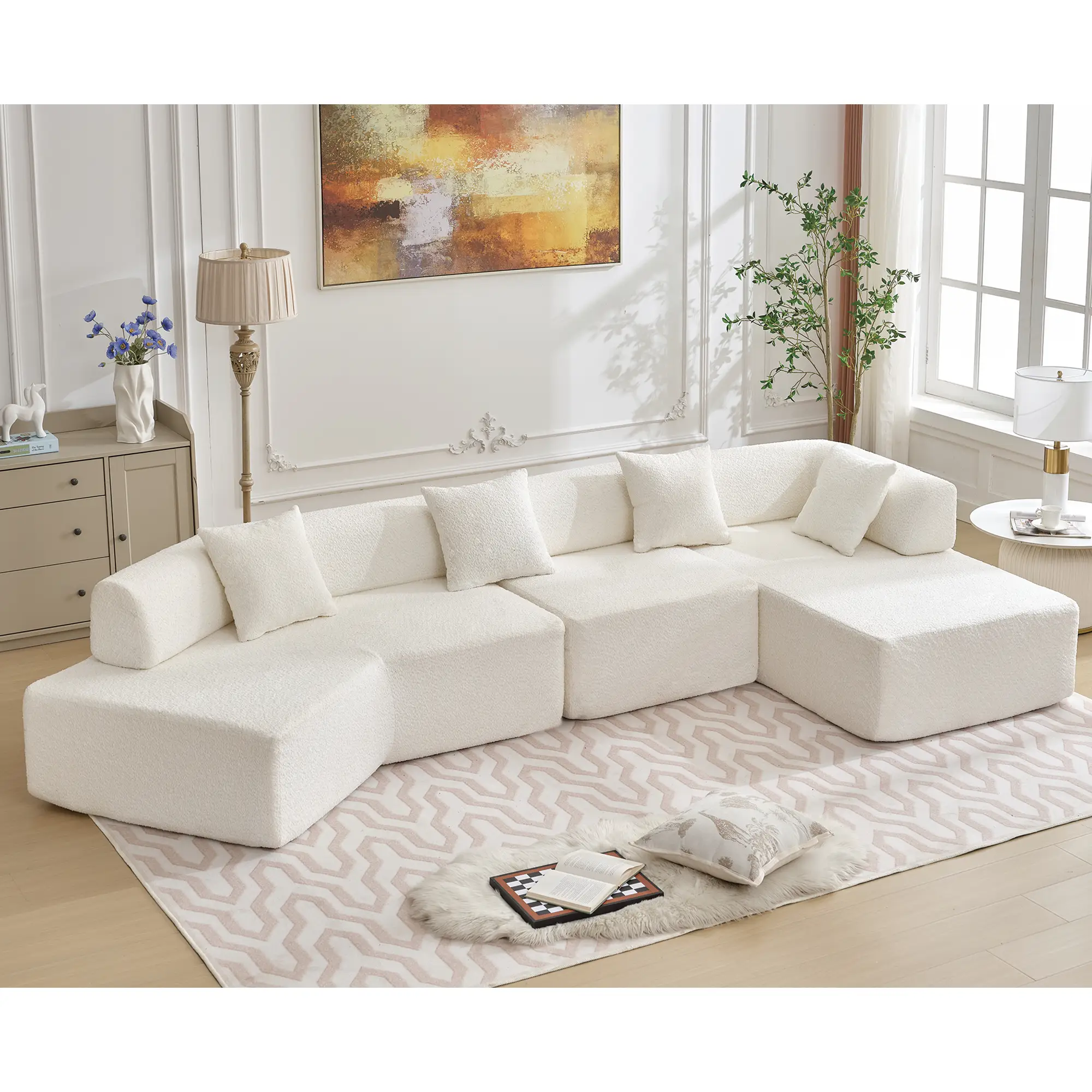 Modern Minimalist 140" L-Shape Couch by HouseOfZazla