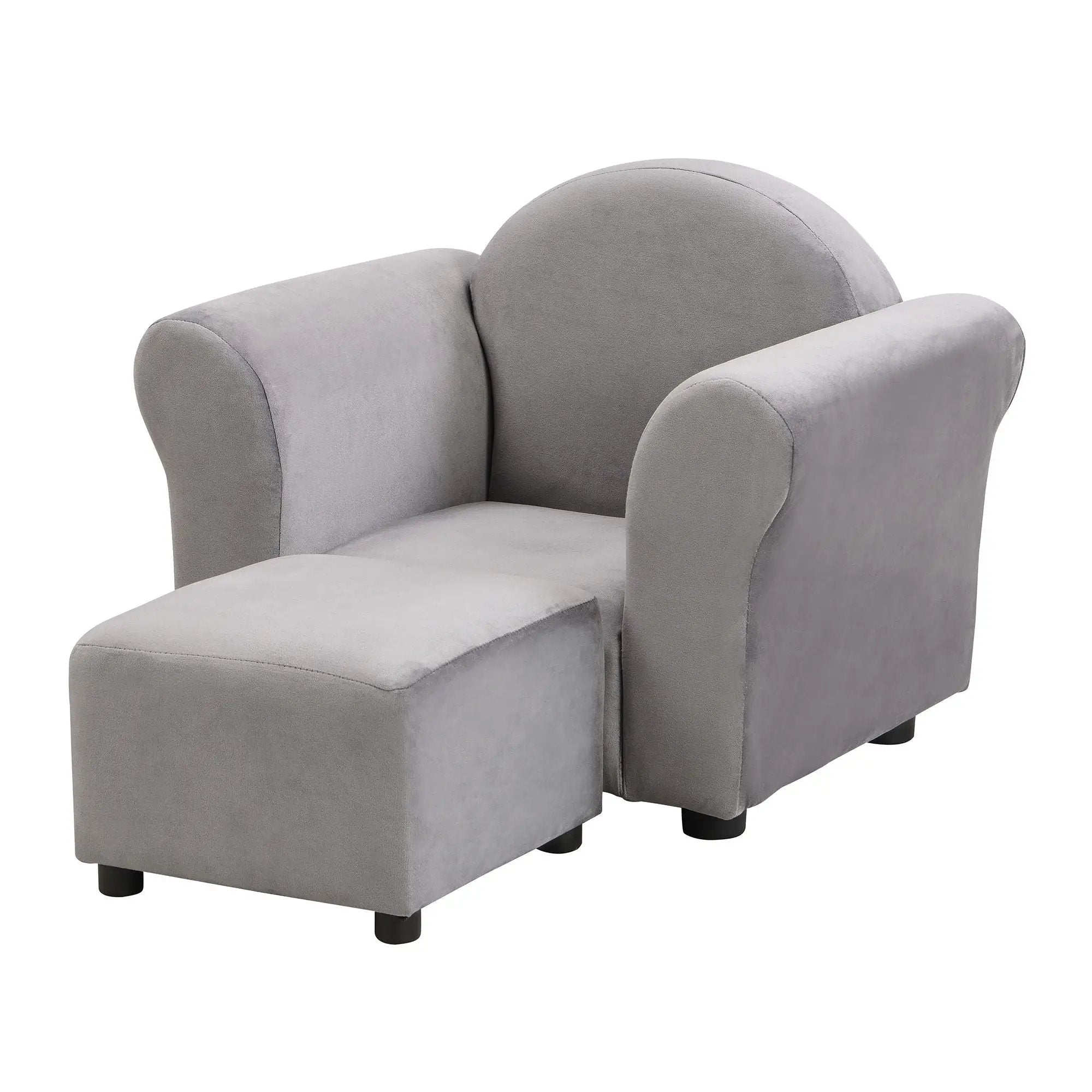 Kids Recliner Chair, Kids Upholstered Couch With Ottoman - Gray by Unique Piece Furniture