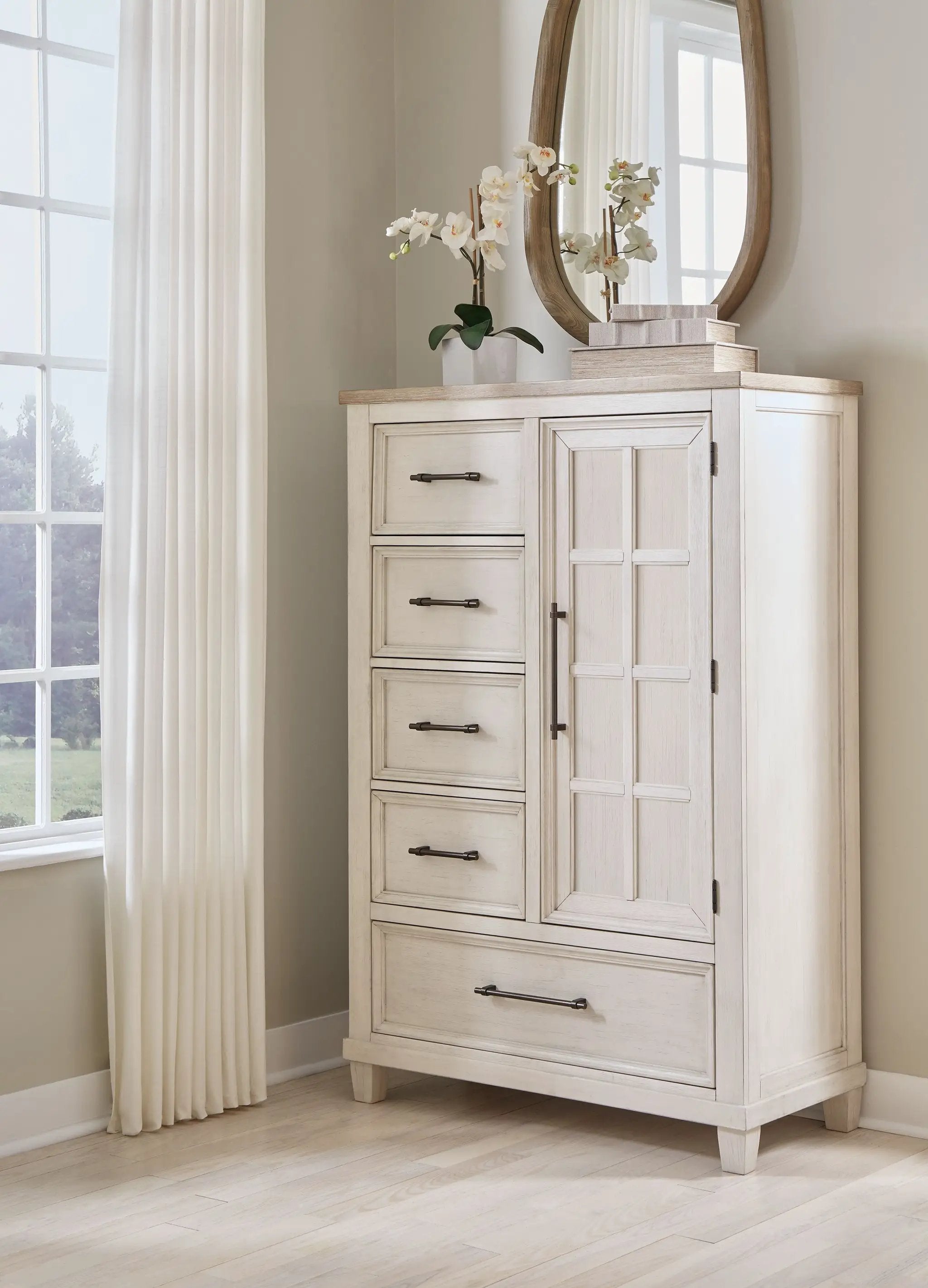 Shaybrock - Door Chest - Antique White / Brown by Unique Piece Furniture