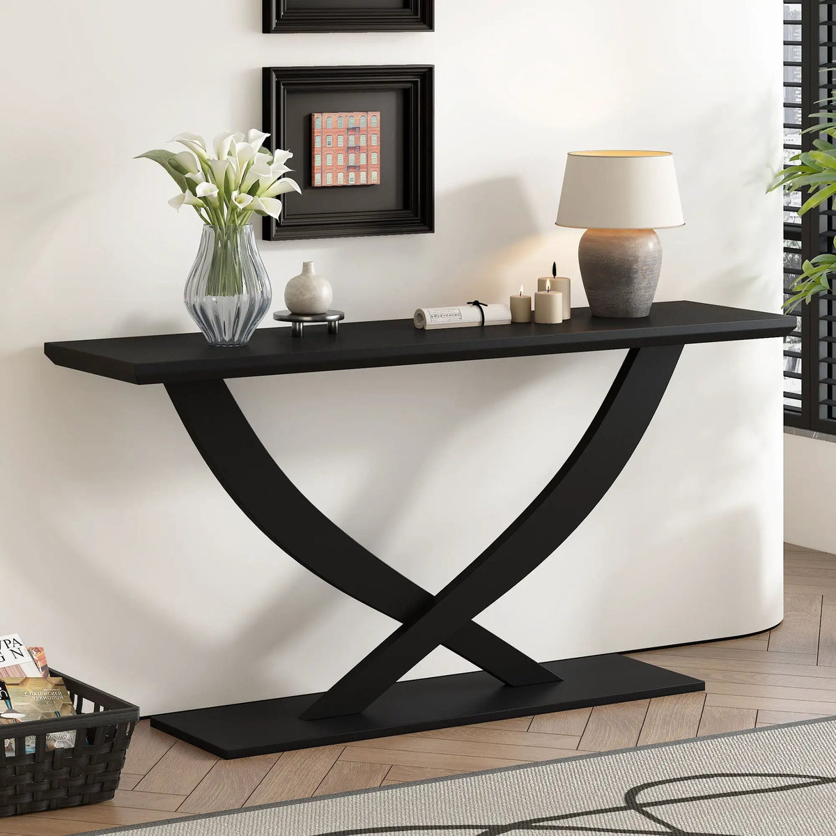 Console Table With Cross Leg Base and Reinforced Support Plate by HouseOfZazla