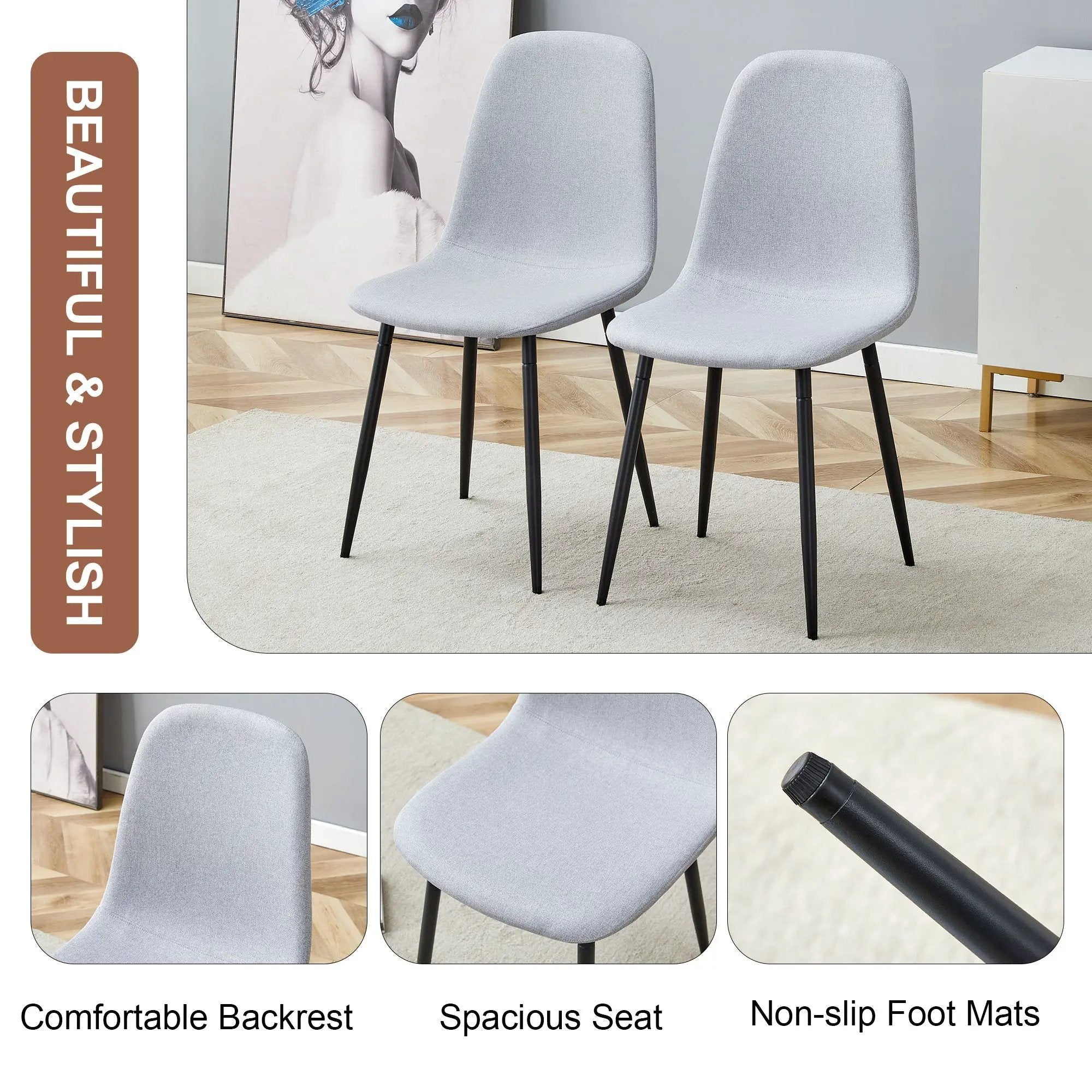 Modern Medieval Style Cushioned Side Chairs Set With Metal Legs For Kitchens by HouseOfZazla