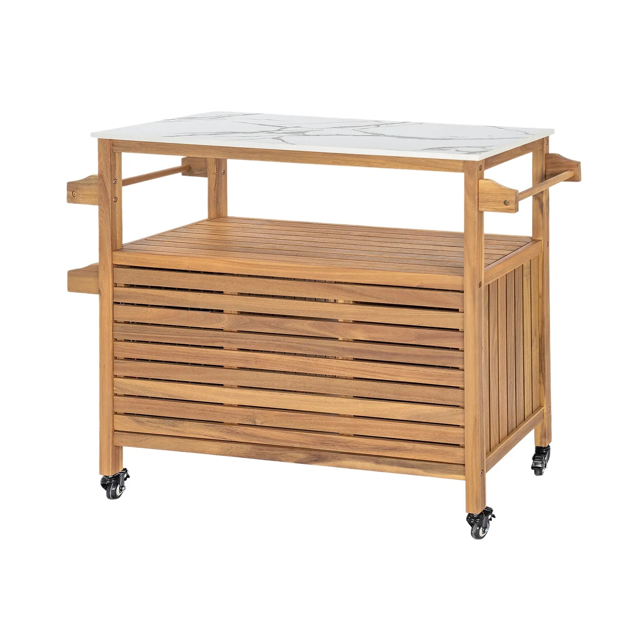 Outdoor Patio Acacia Wood Bar Cart by HouseOfZazla