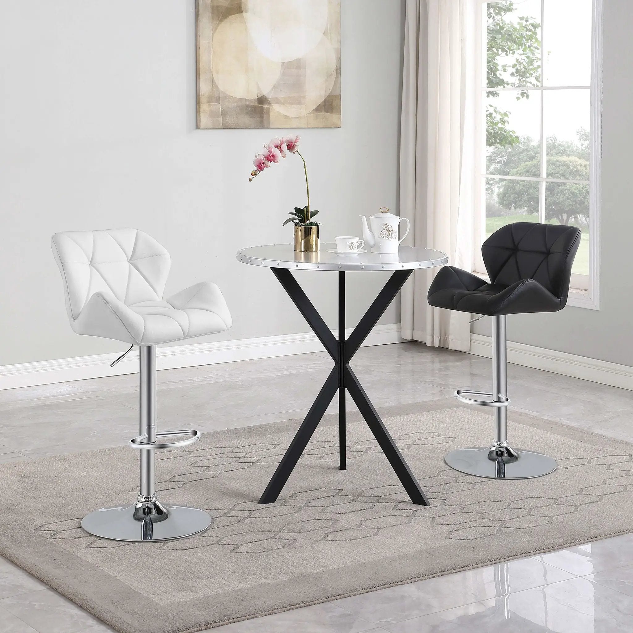 Fitz - Round Bistro Bar Table With X Base - Silver