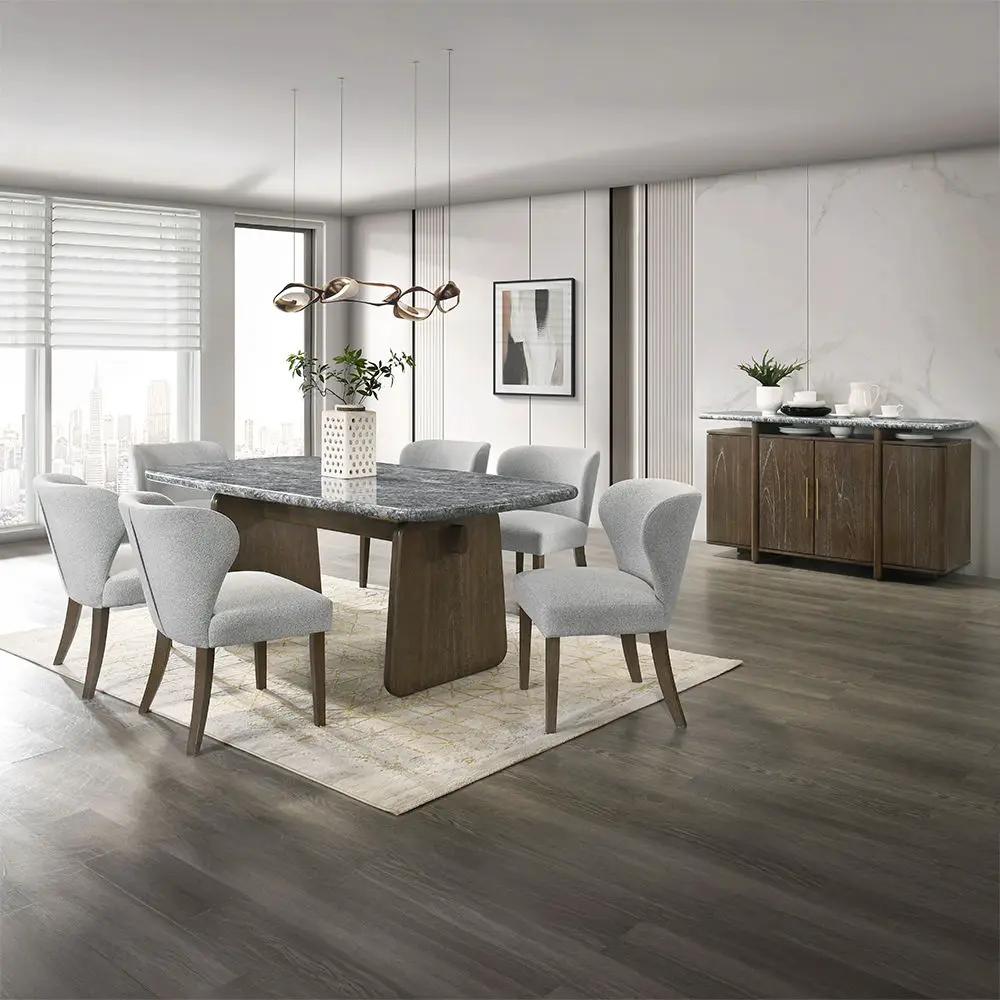 Dillon - Dining Table With Marble Top - Natural / Walnut by Unique Piece Furniture