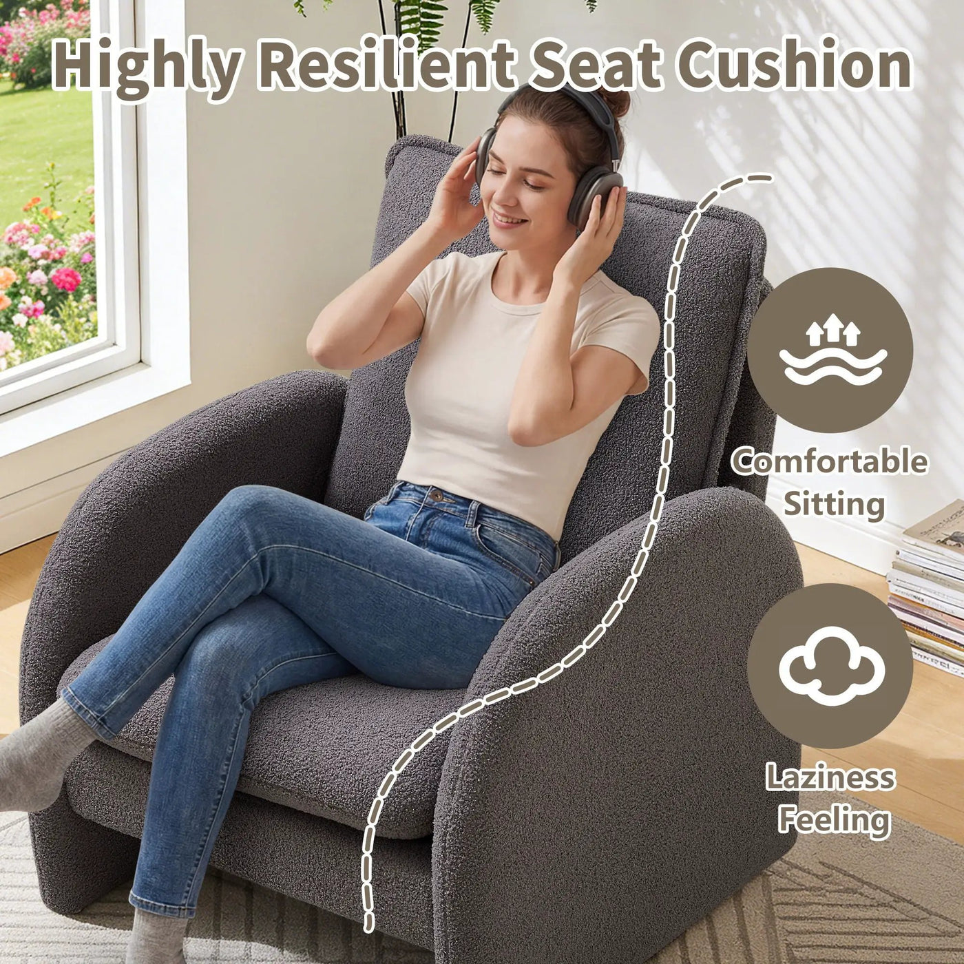 Modern Sherpa Upholstered Accent Chair, Comfortable Living Room Armchair, Lounge Chair For Bedroom, And Office by HouseOfZazla