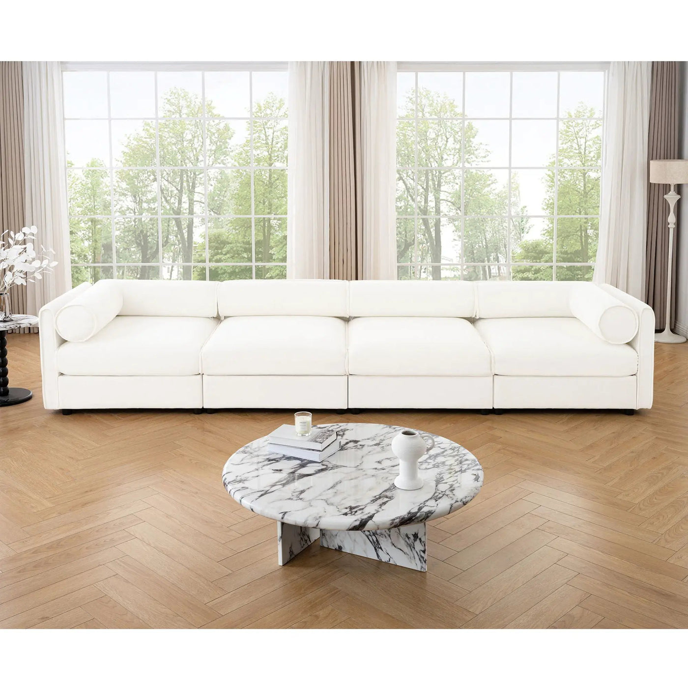 Stylish Sofa With Storage Seat And Cylindrical Backrest by Unique Piece Furniture
