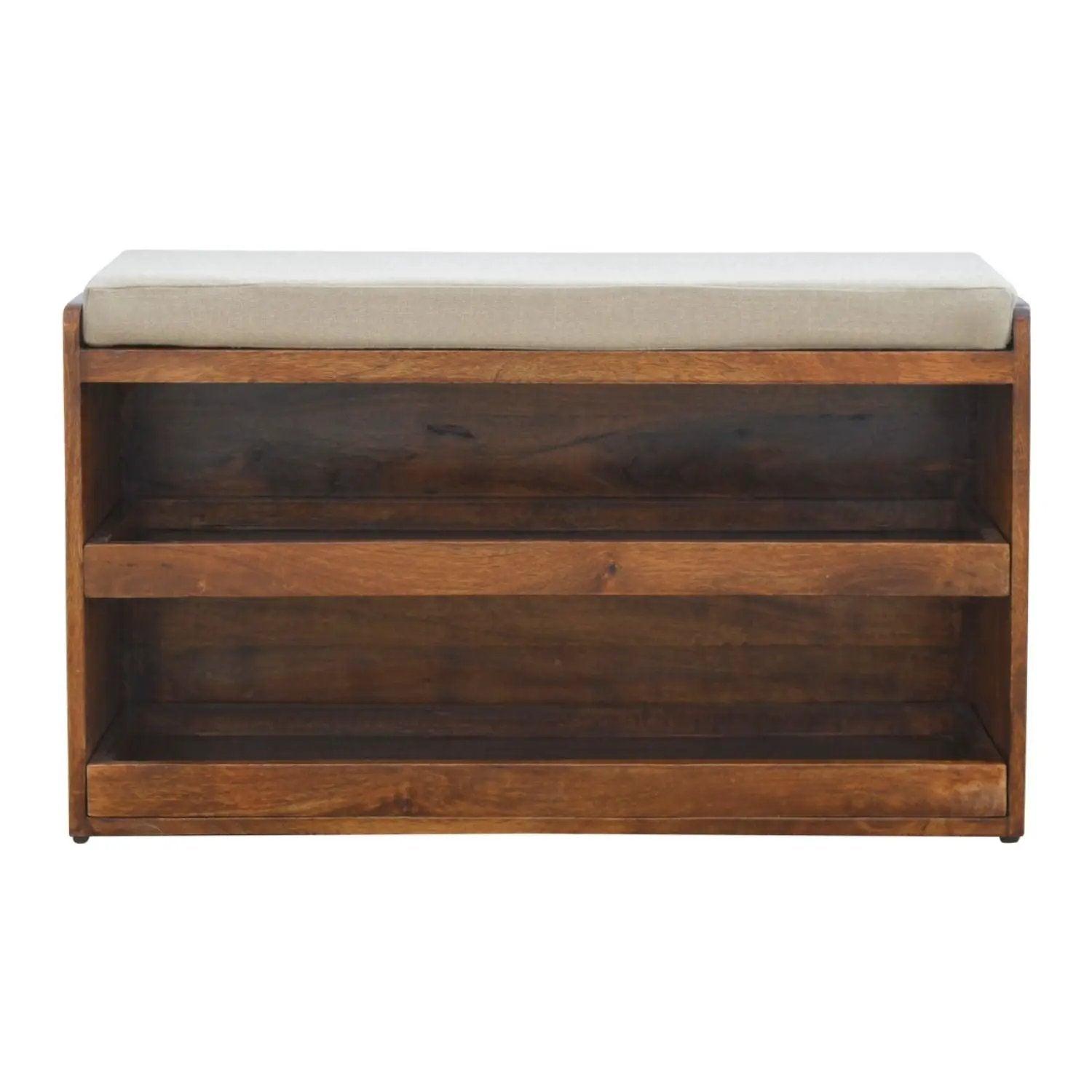 Pull Out Shoe Bench - Chestnut / Mud Linen by Unique Piece Furniture
