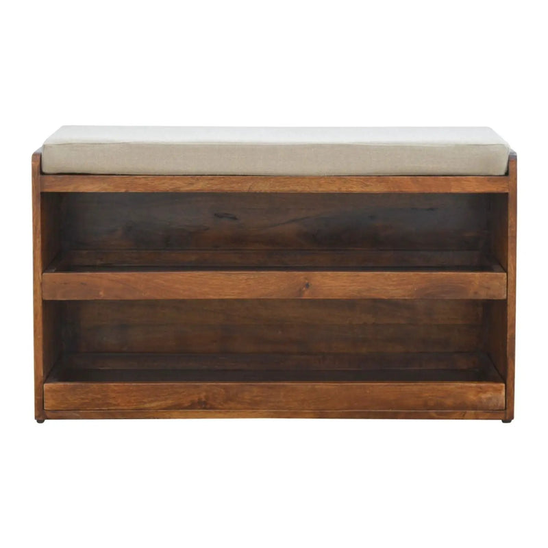 Pull Out Shoe Bench - Chestnut / Mud Linen by HouseOfZazla