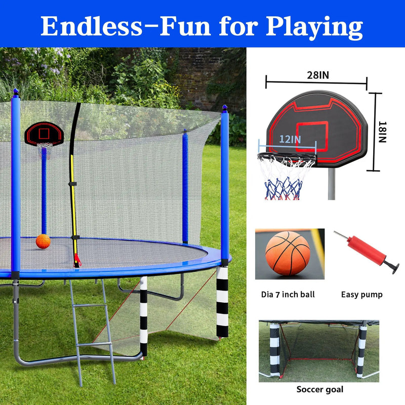 16Ft Trampoline With Basketball Hoop Pump And Ladder (Inner Safety Enclosure) With Soccer Goal by HouseOfZazla