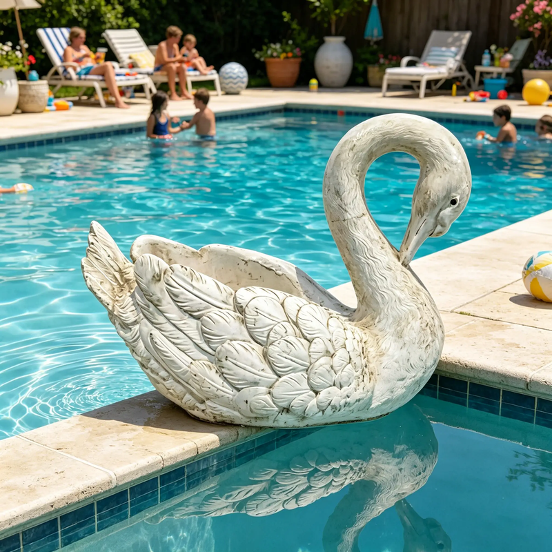 12.8'' Tall Vintage Swan Statue Planter by HouseOfZazla