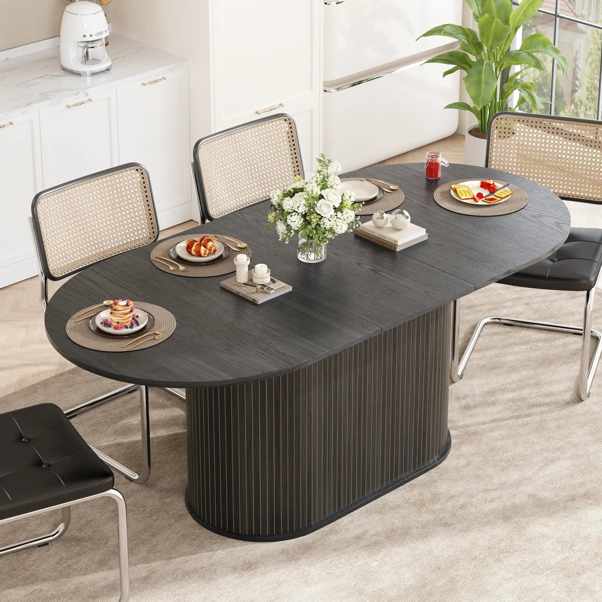 55.11'-70.86' Extendable Dining Table with Striped Legs by HouseOfZazla