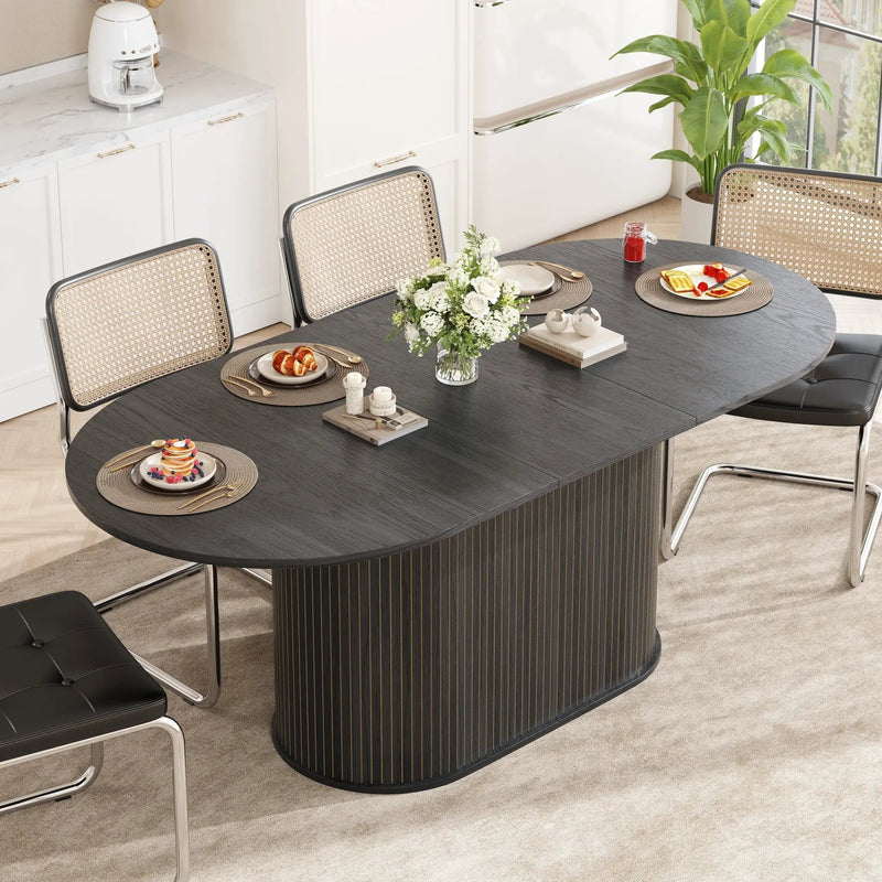 55.11'-70.86' Extendable Dining Table with Striped Legs by HouseOfZazla