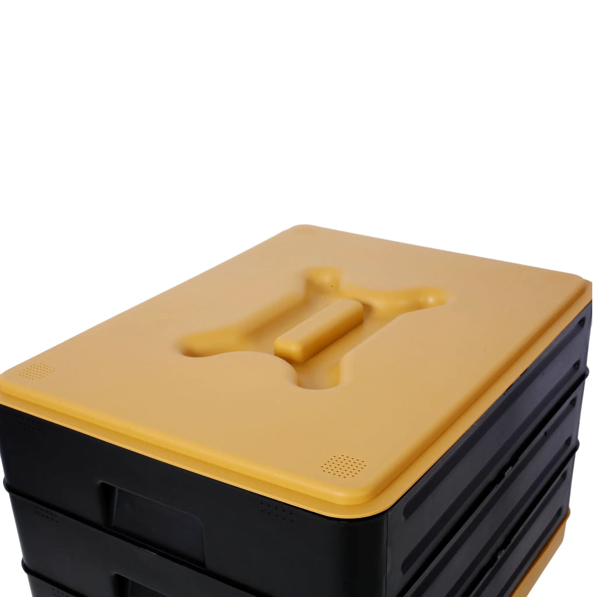 Durable 3 Tray Worm Farm Kit For Efficient Vermicomposting, 65L Capacity - Yellow / Black by HouseOfZazla