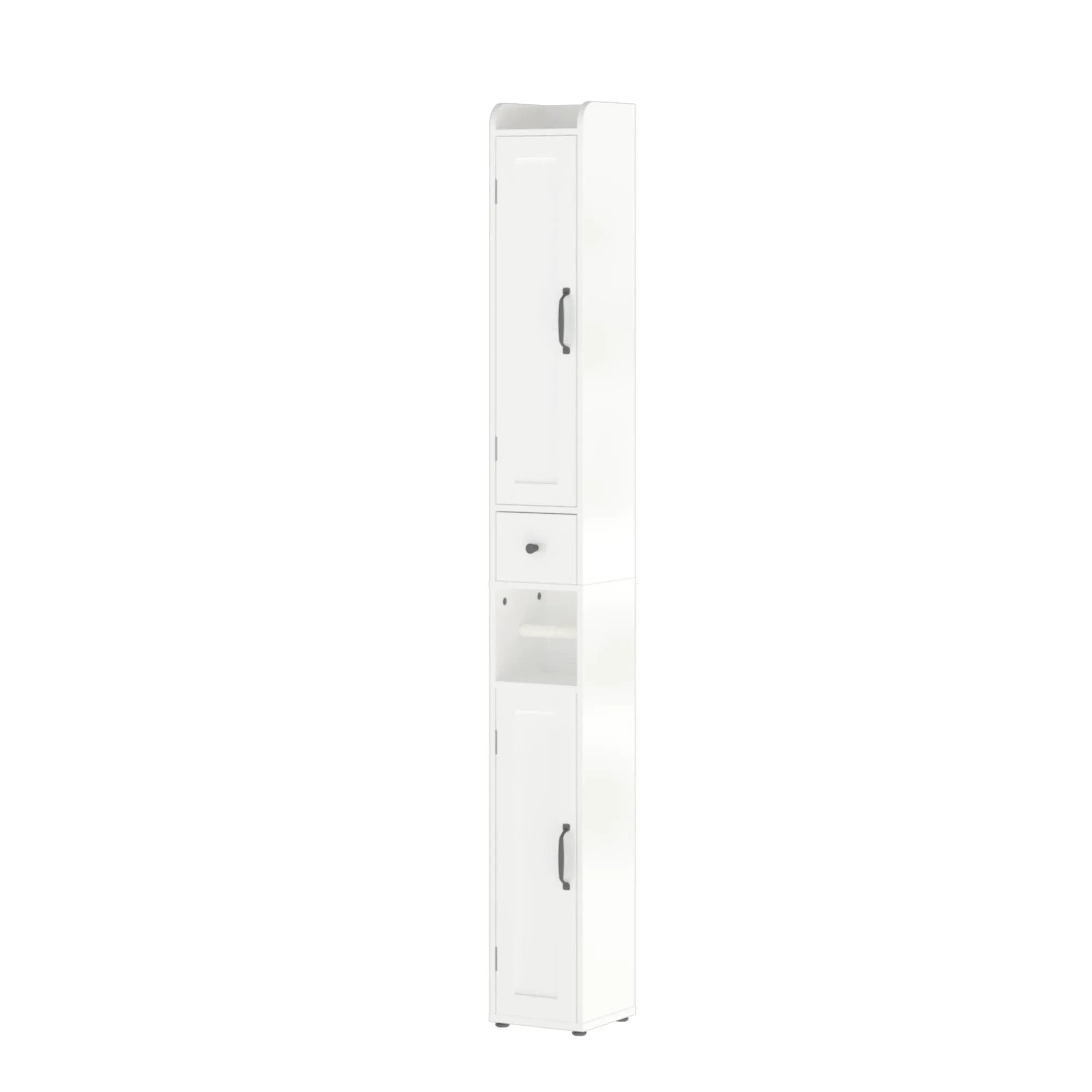 Slim Tall Bathroom Storage Cabinet With Adjustable Shelves, 2 Doors Freestanding Cabinet - White by HouseOfZazla
