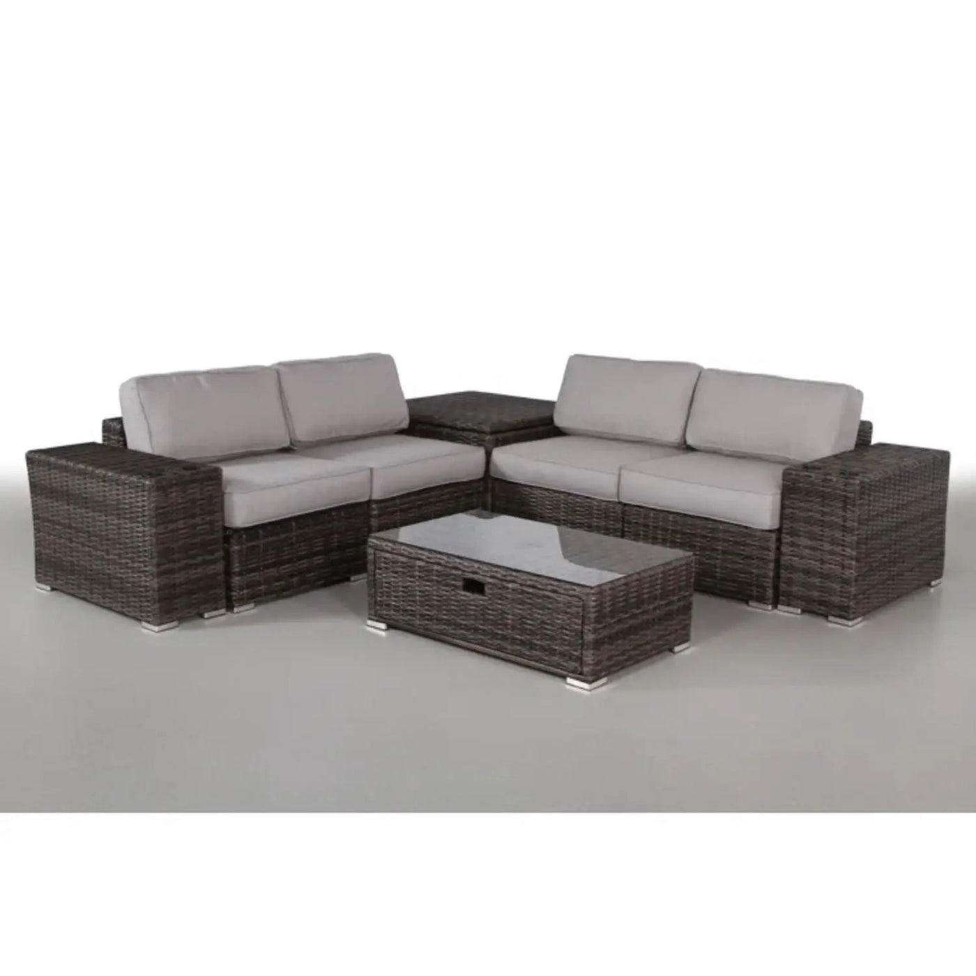 Modern Patio Rattan Sectional Set With Cushions by Unique Piece Furniture