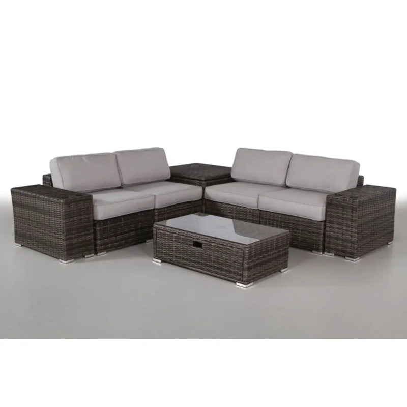 Modern Patio Rattan Sectional Set With Cushions by HouseOfZazla