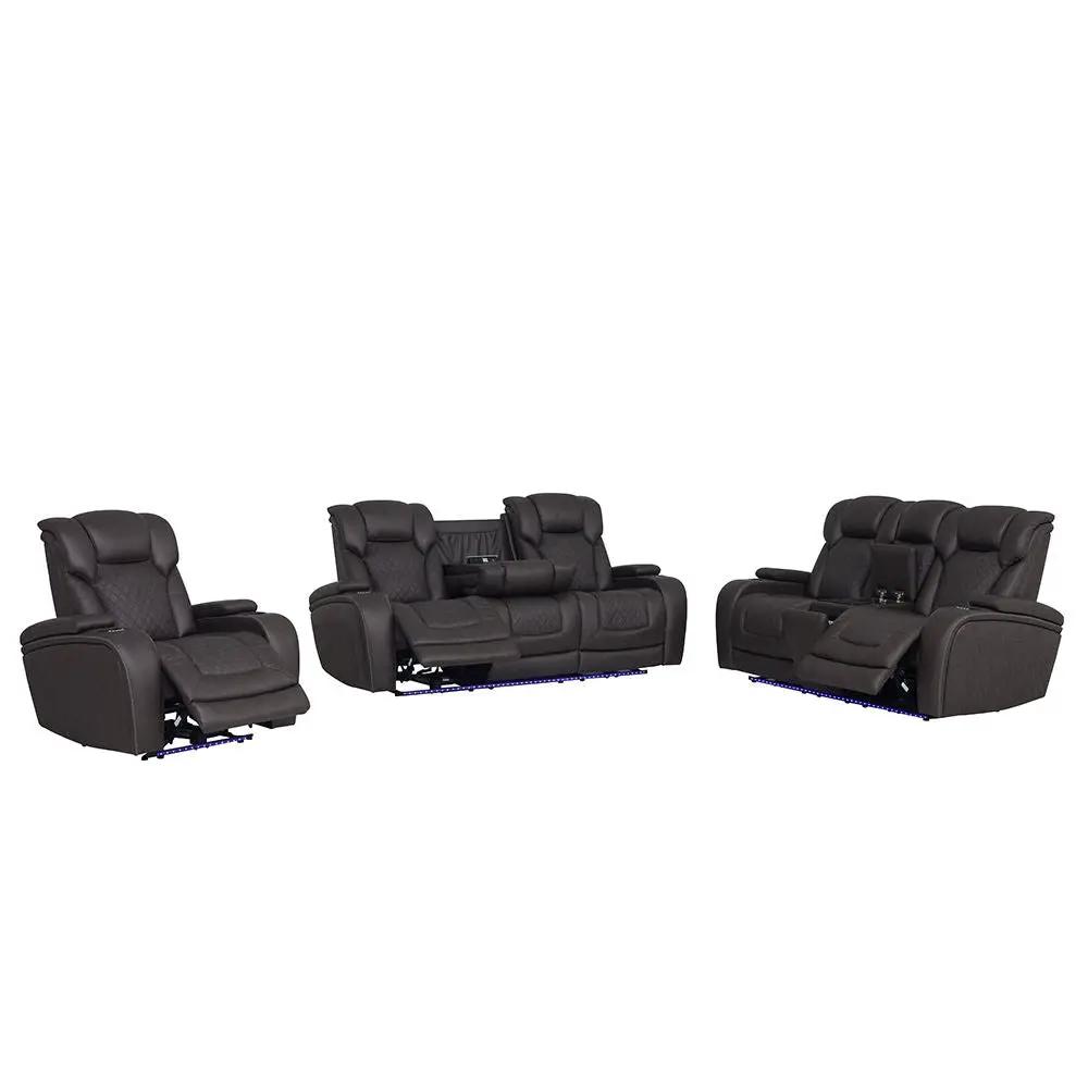 Wendell - Power Motion Recliner With Storage, USB & LED - Dark Gray by Unique Piece Furniture