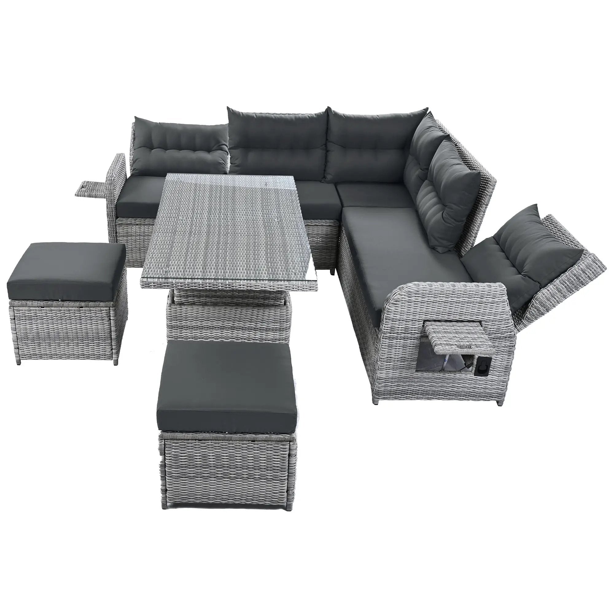 Outdoor Furniture Set Patio Rattan with Recliners and Tables by HouseOfZazla