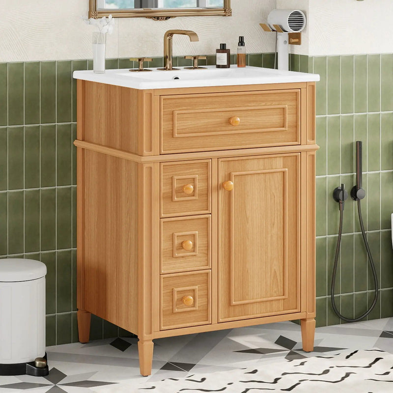 Bathroom Vanity With Sink, Cabinet With Flip Out Drawer and Soft Close Drawers by HouseOfZazla
