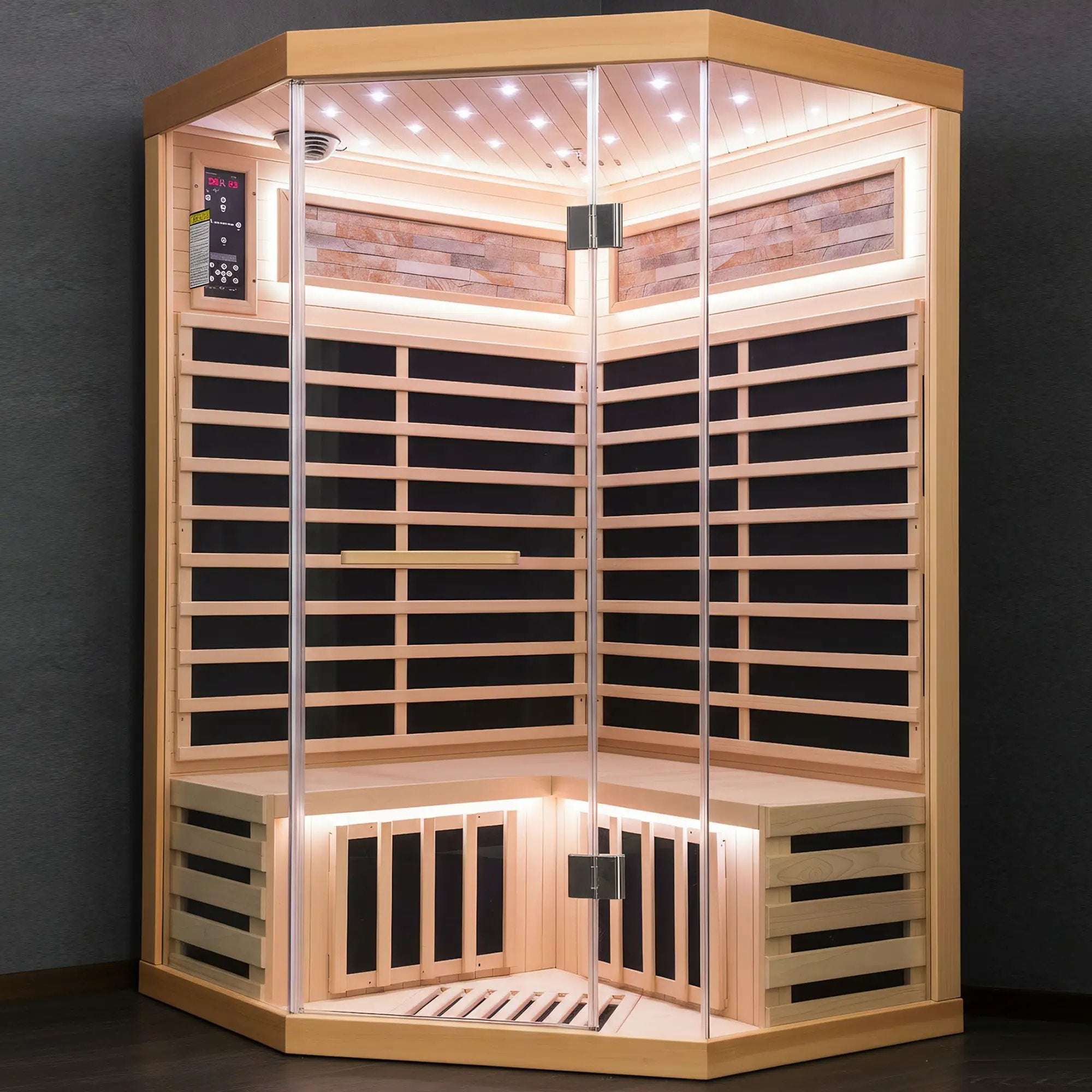 Double Sauna Room With Carbon Heating Plates - White Oak by HouseOfZazla