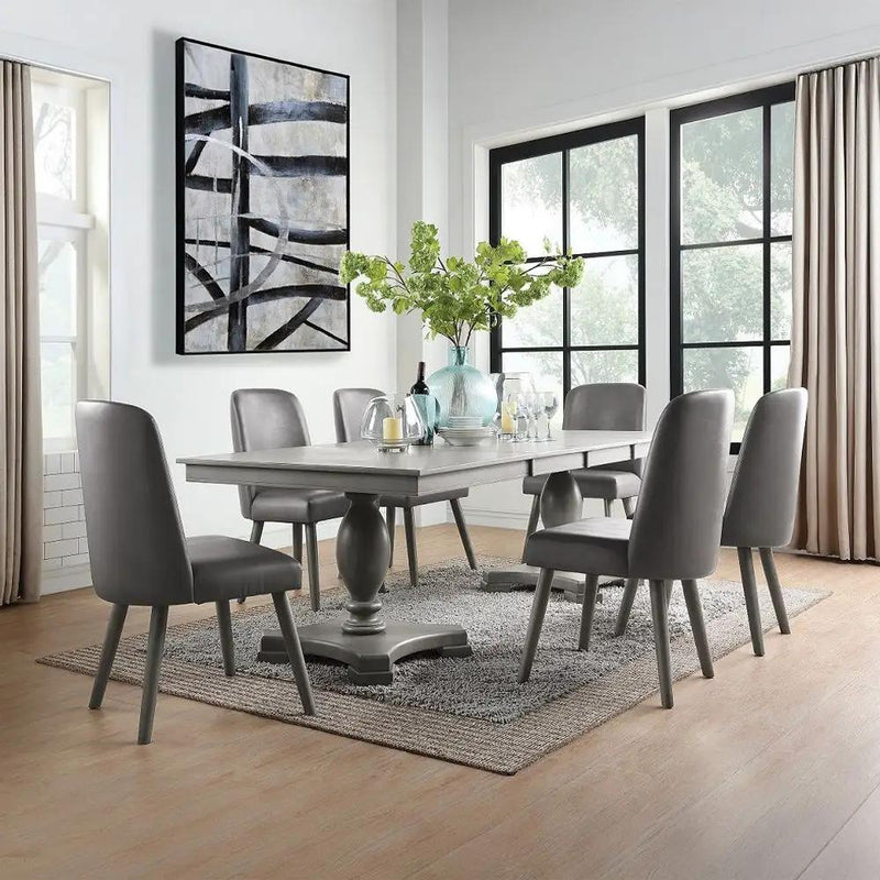 Waylon - Side Chair (Set of 2) - Gray Synthetic Leather & Gray Oak by Unique Piece Furniture
