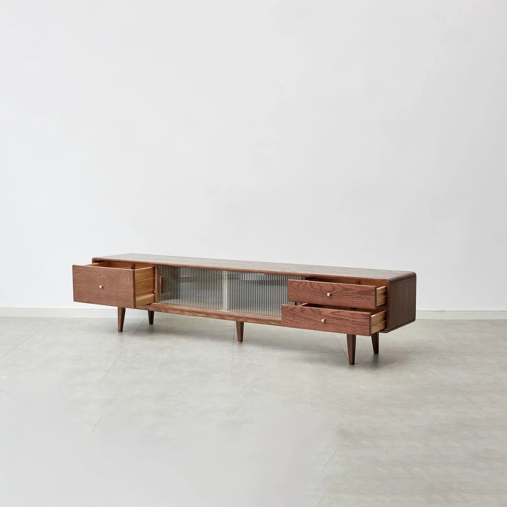 TV Cabinet With Chinese Changhong Glass Doors, Two Drawer Storage Space TV Standing by HouseOfZazla
