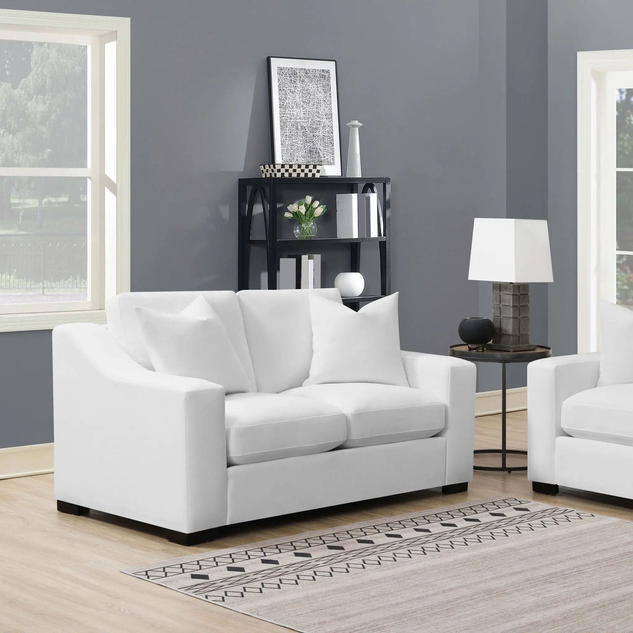 Ashlyn Upholstered Sloped Arm Loveseat White by Unique Piece Furniture