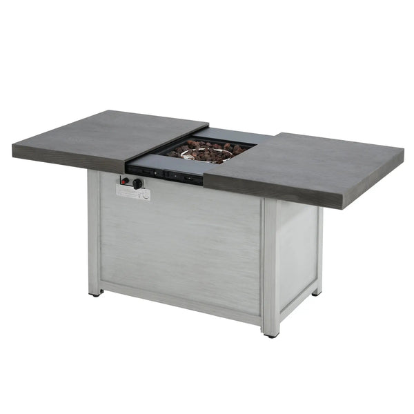 Extendable Rectangle Aluminum Alloy Fire Pit Table, 50,000 BTU
