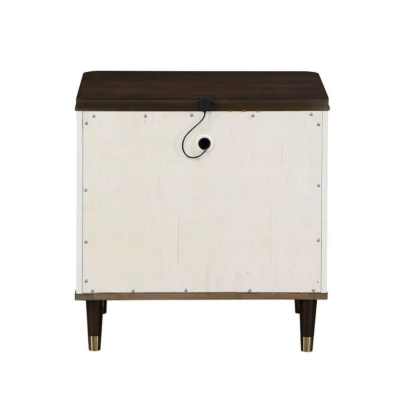 Carena - Nightstand With USB - White & Brown by Unique Piece Furniture