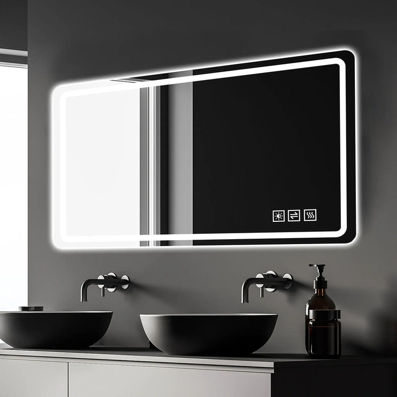 Frameless LED Bathroom Mirror Vanity With Anti Fog Front Lights - Silver by Unique Piece Furniture