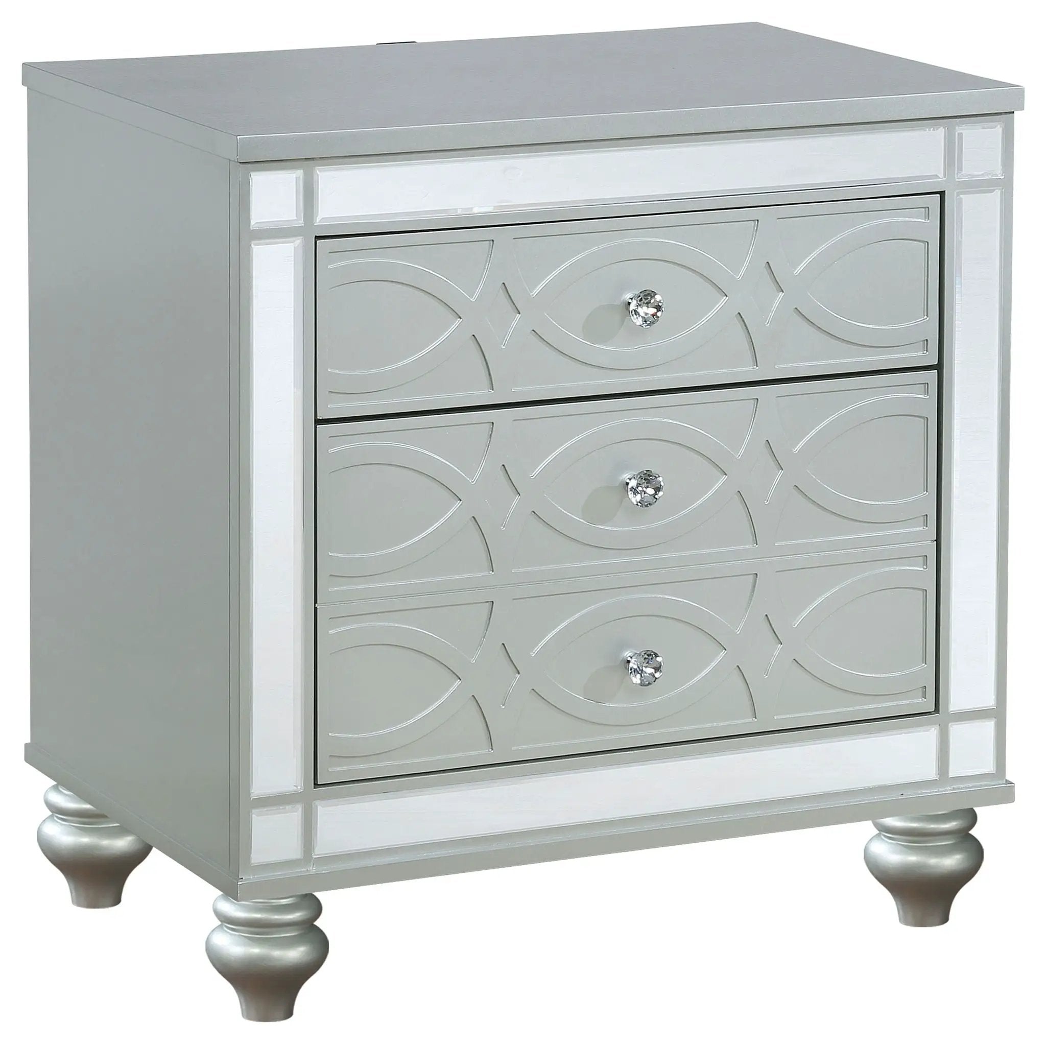Gunnison 2-drawer Nightstand Silver Metallic by Unique Piece Furniture